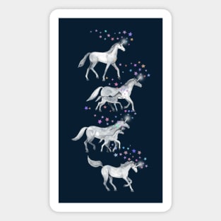 Unicorns and Stars on Dark Teal Magnet